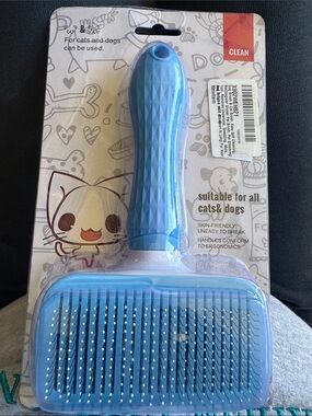 Blue Cat & Dog Grooming Slicker Brush - Gentle Deshedding